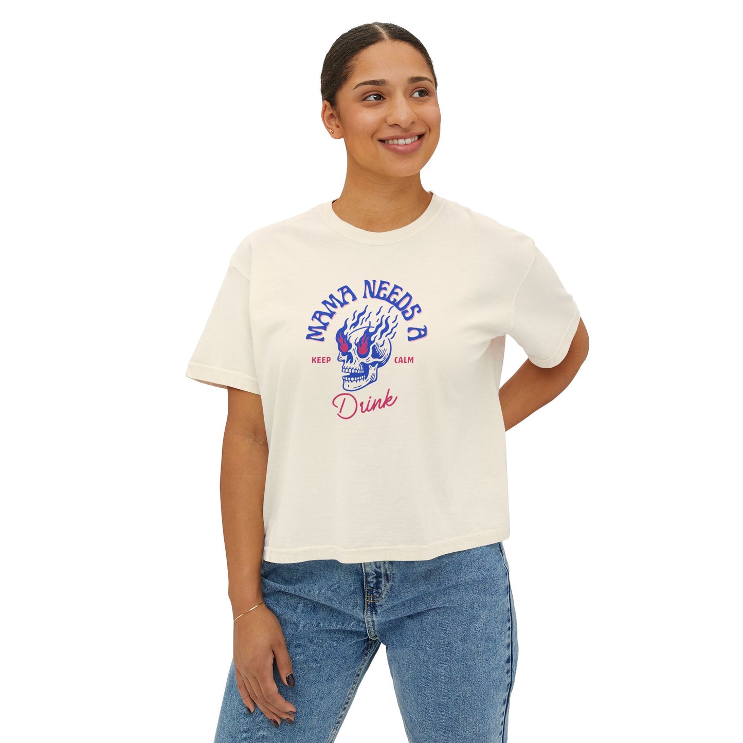 Hot Head Mama Needs A Drink Women's Boxy Tee