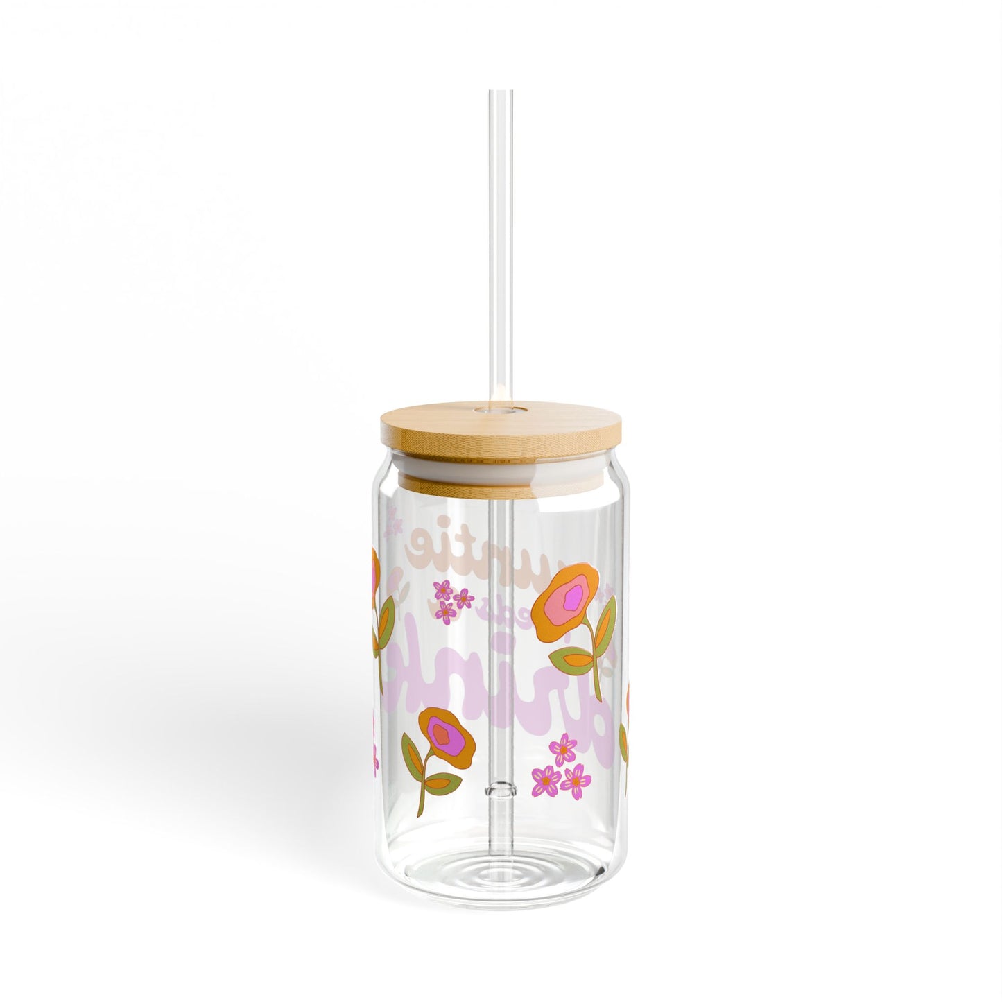 Flower Power Auntie needs A Drink Sipper Glass, 16oz