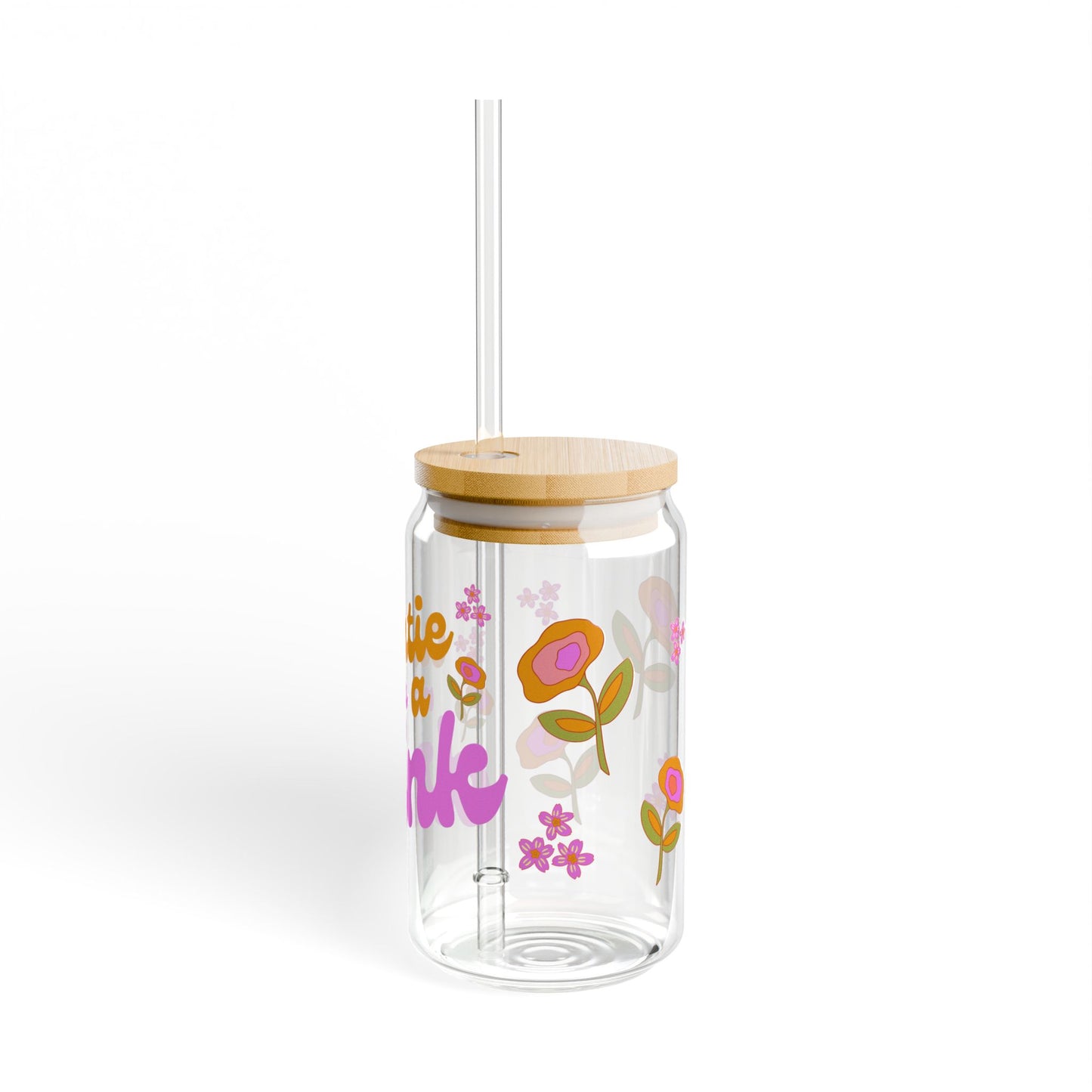 Flower Power Auntie needs A Drink Sipper Glass, 16oz