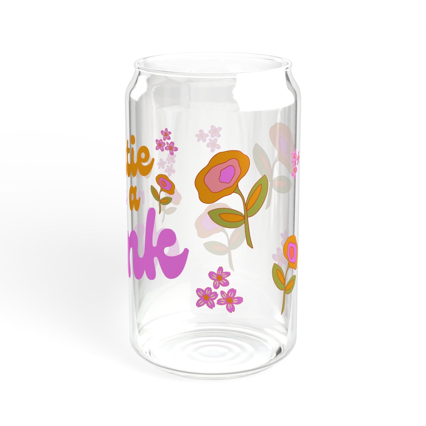 Flower Power Auntie needs A Drink Sipper Glass, 16oz